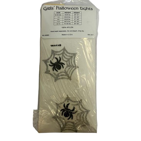 Vintage 90's Spider Spiderweb Girls Halloween Tights Size 7-10 - Picture 2 of 4